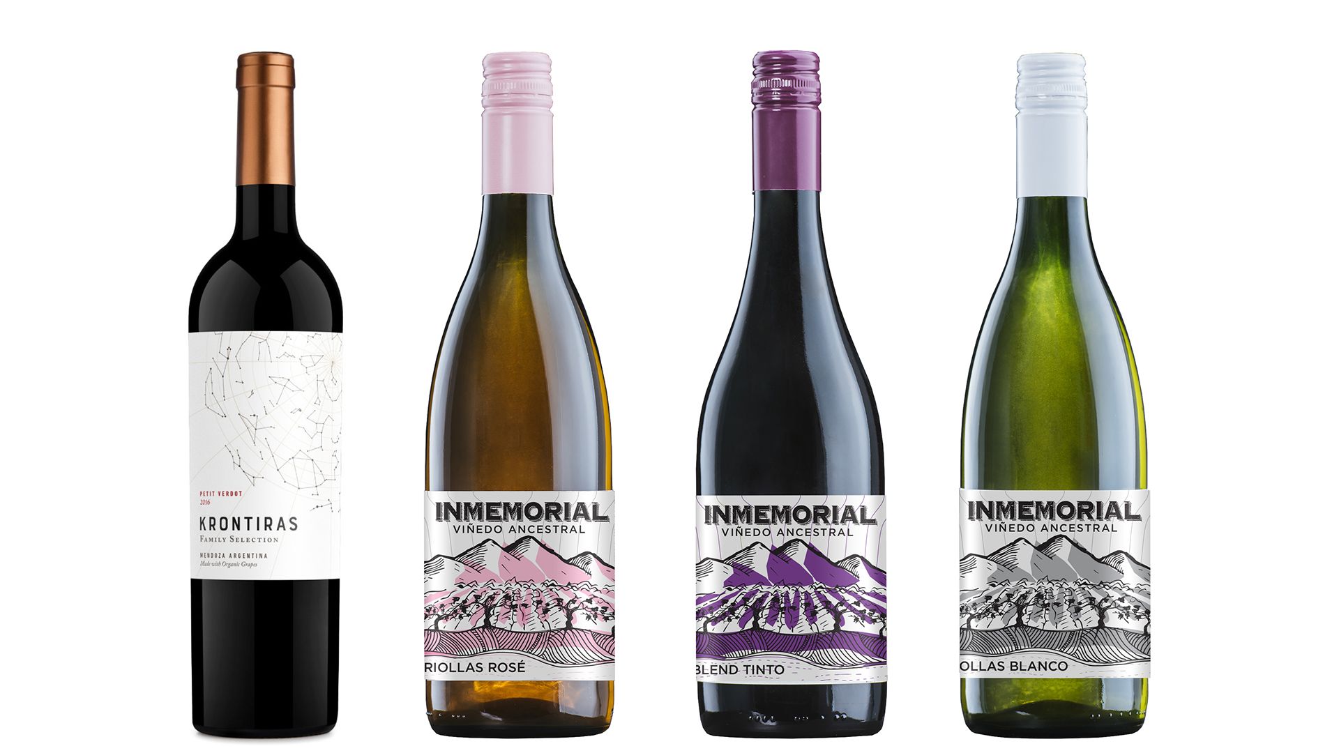 Vinho Krontiras Family Selection New, Vinho Criollas Rosé, Vinho Criollas Tinto e Vinho Criollas Blanco.