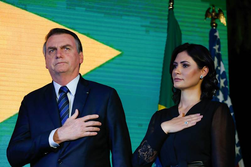 O presidente Jair Bolsonaro e a primeira-dama, Michelle Bolsonaro