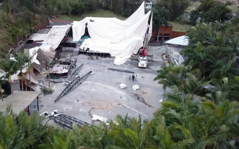 Ciclone em SC destruiu estrutura do Green Valley, considerado melhor club eletrônico do mundo