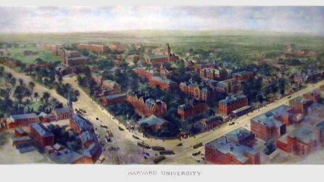 Panorama da Universidade de Harvard em 1906.