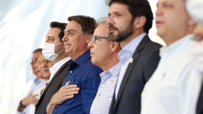 O presidente da República, Jair Bolsonaro, participa do lançamento da Pedra Fundamental para a duplicação da BR – 469