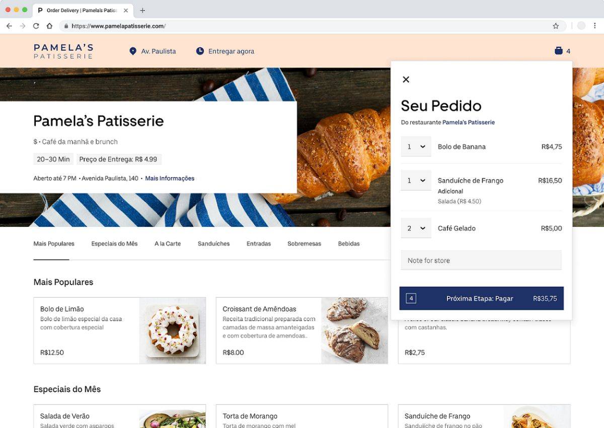 Site restaurante Uber Eats Site restaurante Uber Eats