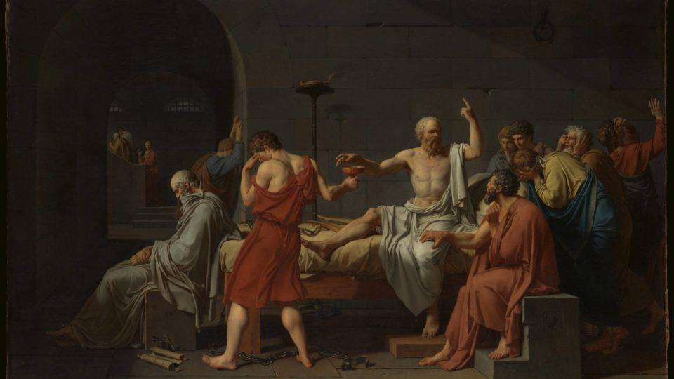 Sócrates: retidão moral contra a sedução material "A Morte de Sócrates" (1787), obra do pintor francês Jacques Louis David