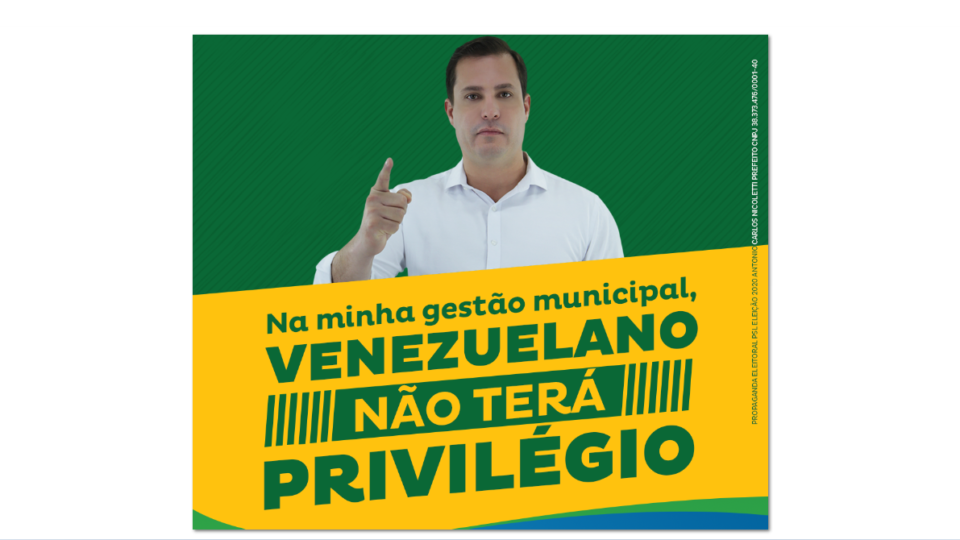 Campanha do candidato a prefeito Nicoletti.