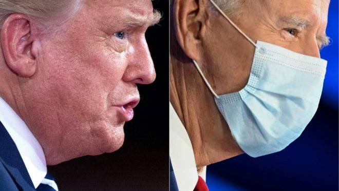 Os candidatos à presidência dos EUA, Donald Trump e Joe Biden.