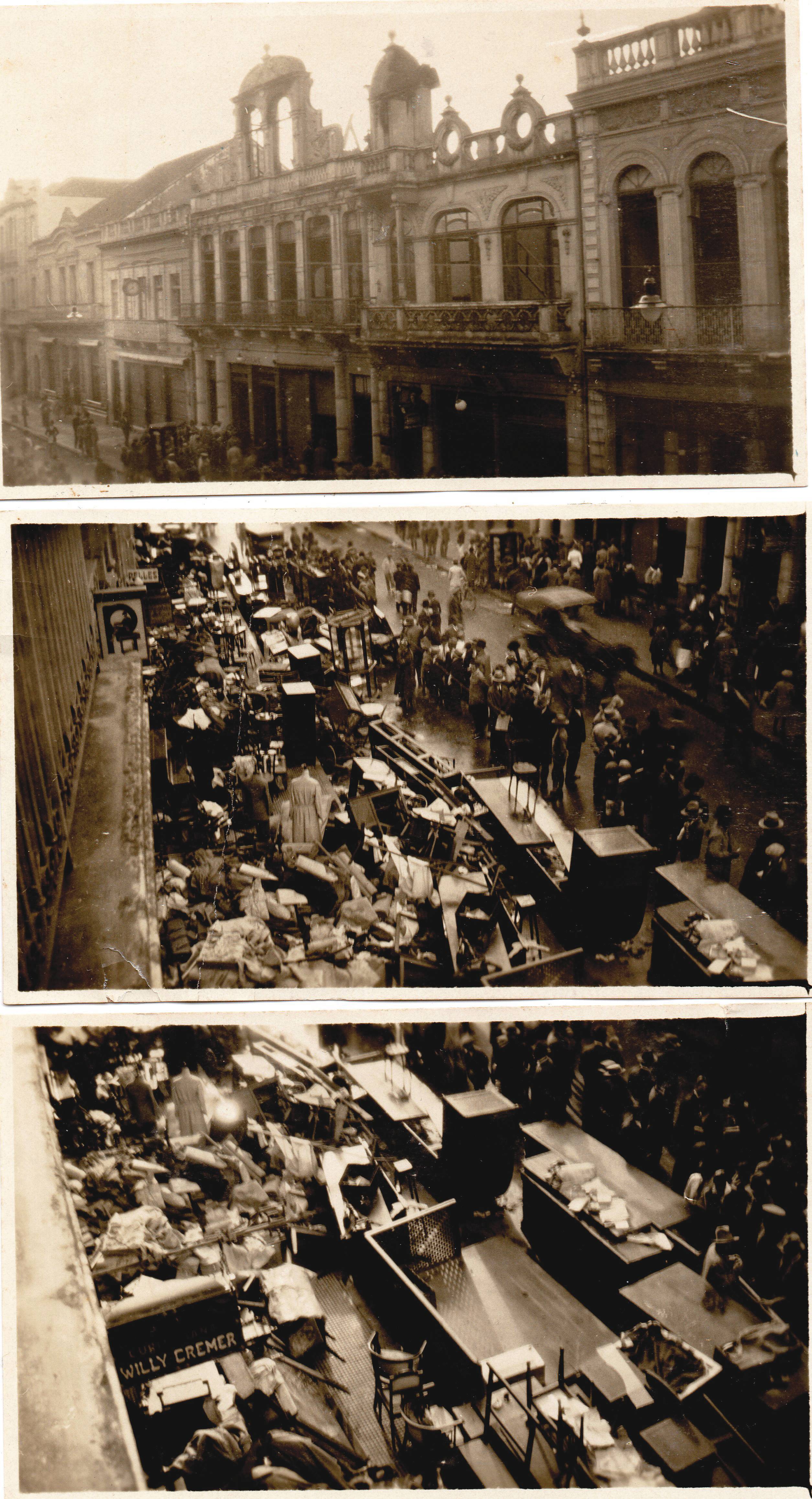 Fotos do incêndio em frente à floricultura Cremer, na Rua XV, em 1930, na Rua XV. Fotos do incêndio em frente à floricultura Cremer, na Rua XV, em 1930, na Rua XV.