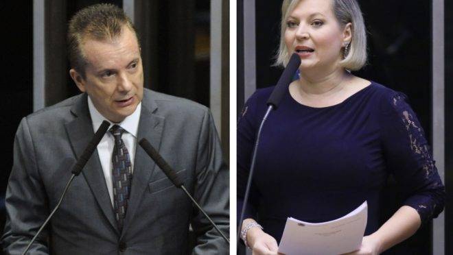 Os parlamentares Celso Russomanno (Republicanos) e Joice Hasselmann (PSL) em pronunciamentos na Câmara.