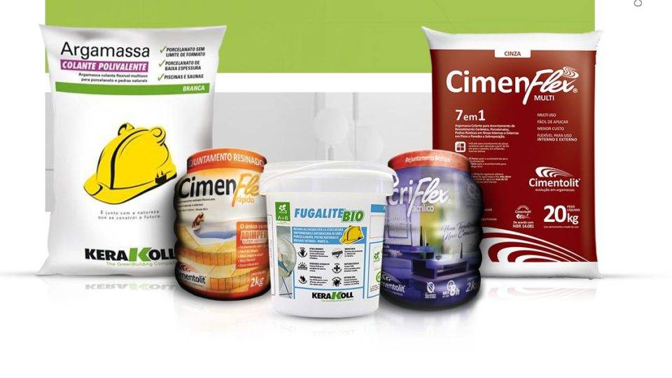 Produtos da Kerakoll, que inaugura fábrica no Paraná