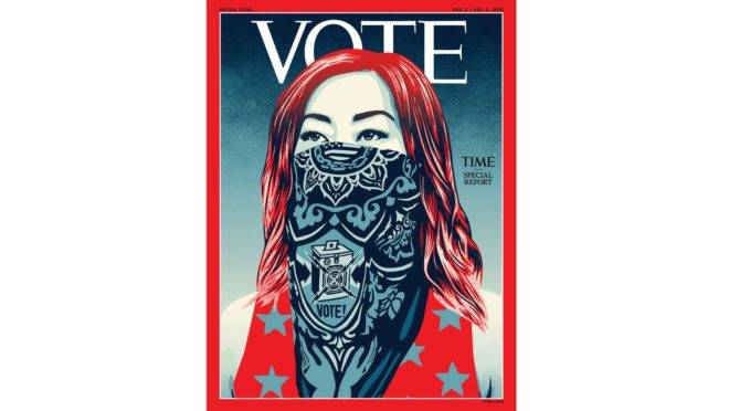 Pela primeira vez em quase 100 anos, a revista Time mudou logotipo em ocasião das eleições de 2020 nos EUA.