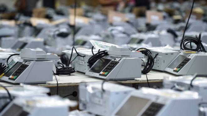 Urnas eletrônicas das eleições em 2018.