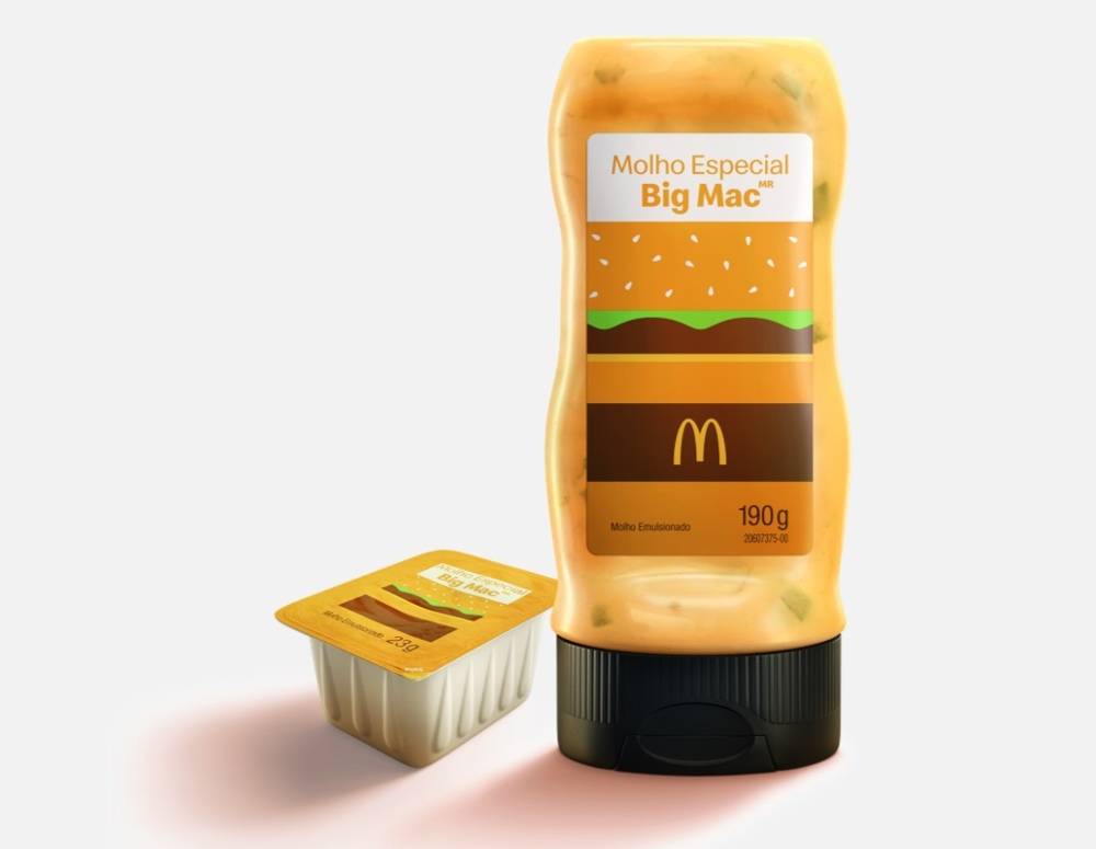 Molho especial Big Mac, comercializado nos tamanhos 190g e 23g, é estratégia DTC da gigante de fast food. Foto: Divulgação Molho especial Big Mac, comercializado nos tamanhos 190g e 23g, é estratégia DTC da gigante de fast food. Foto: Divulgação
