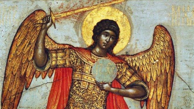 A guerra permanente contra o cristianismo São Miguel retratado pelo artista russo do século XVII Simon Ushakov.