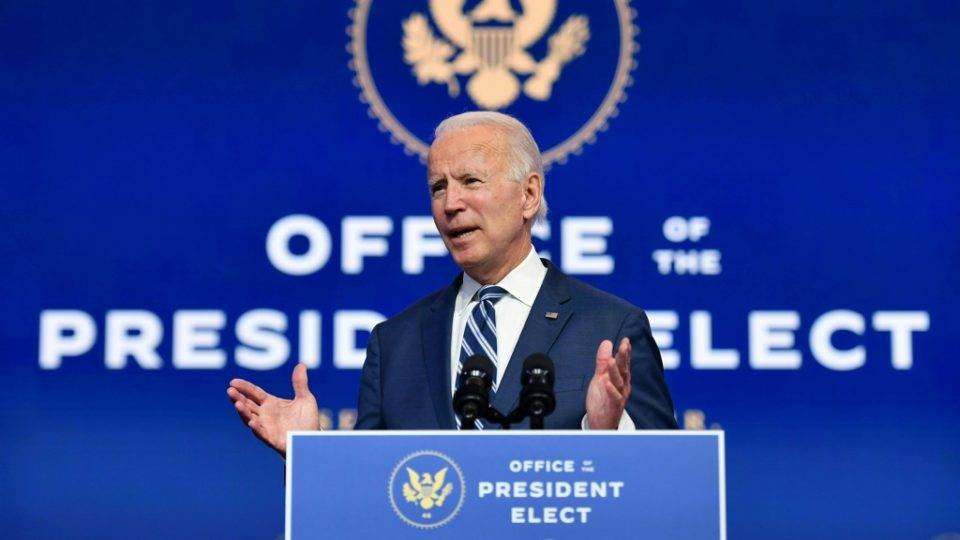 Adversários ou inimigos? Joe Biden, presidente eleito dos EUA segundo projeções da imprensa, discursa em Wilmington, Delaware, 10 de novembro