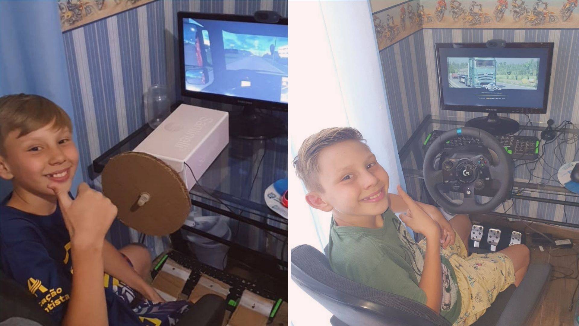 Com a pandemia, a família de João Pedro não podia comprar os equipamentos para o videogame, então ele criou sozinho.