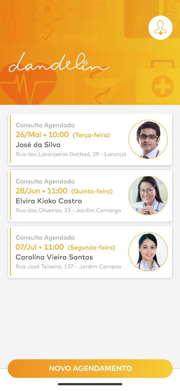 Interface do app da Dandelin. Interface do app da Dandelin.