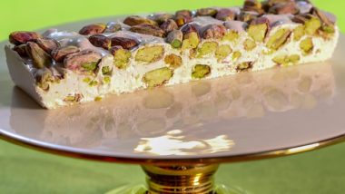 Depois do sucesso da Banoffi, confeiteira monta torroneria em Curitiba Torrone de pistache, uma das opções de lançamentos da Torroneria de Renatta Ferian.