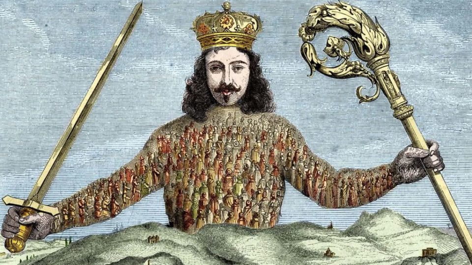 Gravura de Abraham Bosse para a primeira edição do Leviatã, de Thomas Hobbes.