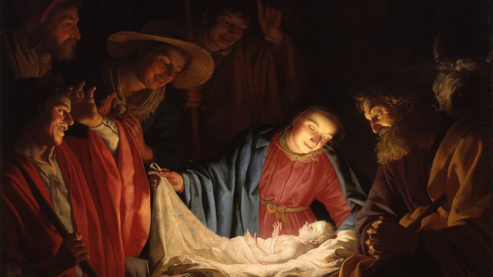 Detalhe de A Adoração dos Pastores, de Gerard van Honthorst (1622).