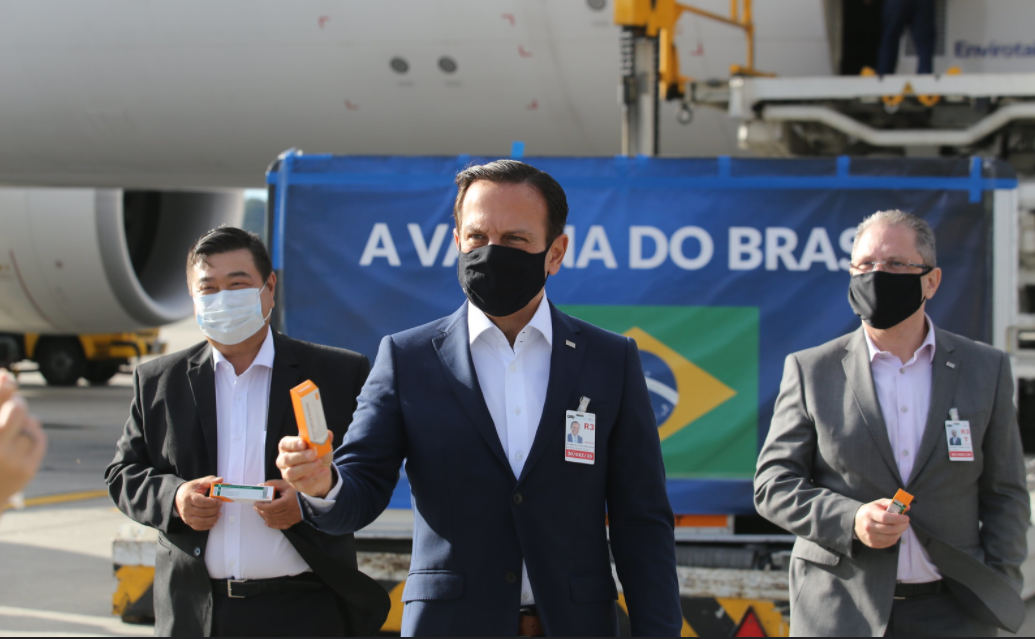 SP recebe último lote da Coronavac. Doria reafirma vacinação a partir de 25 de janeiro