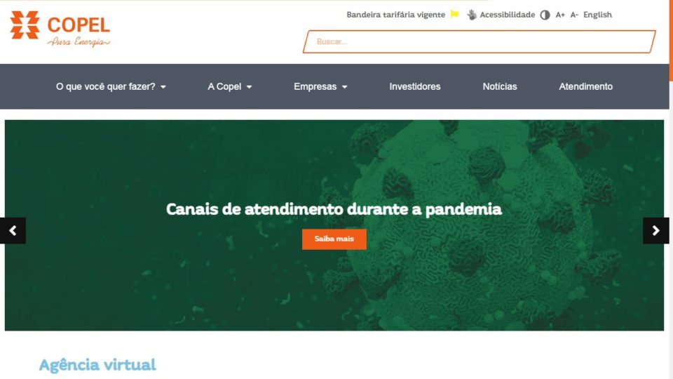 Com parte dos sistemas ainda em recuperação, Copel normaliza atendimento no site Site da Copel voltou a funcionar normalmente, segundo a empresa.
