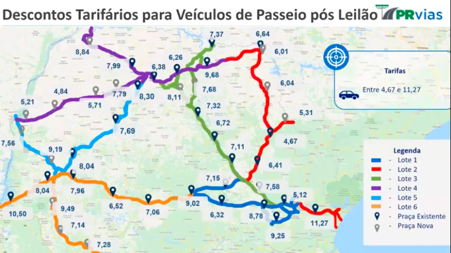 Entenda o que ficou decidido até aqui nas audiências do novo pedágio no Paraná Projeto prevê concessão em 6 lotes e tarifas iniciais diminuídas.