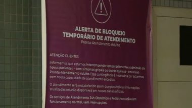 Filas e pacientes nos corredores: alguns hospitais do PR não conseguem mais atender Covid Faixa na entrada do Hospital Nossa Senhora das Graças alertando para a lotação máxima dos leitos.