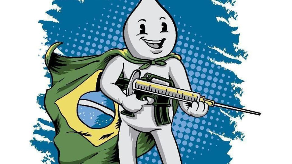 Criador do Zé Gotinha critica uso do personagem com arma de fogo Imagem publicada por Eduardo Bolsonaro nas redes sociais mostra o personagem Zé Gotinha com uma vacina em formato de arma.