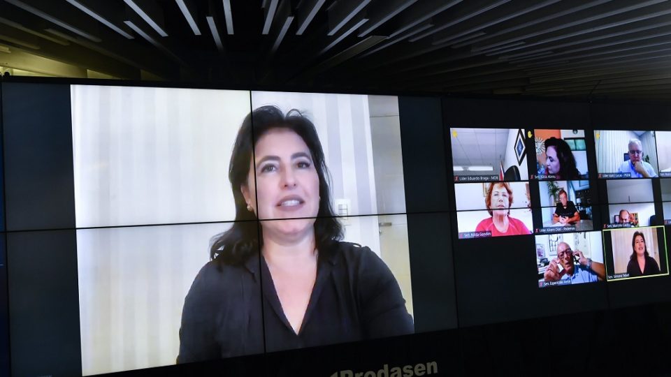 Bancada feminina no Senado passa a ter status de partido. O que muda na prática Pronunciamento, via videoconferência, da senadora Simone Tebet (MDB-MS).