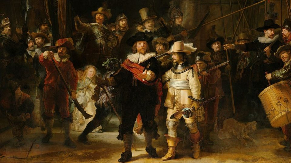 Detalhe de "A Ronda Noturna", de Rembrandt van Rijn.