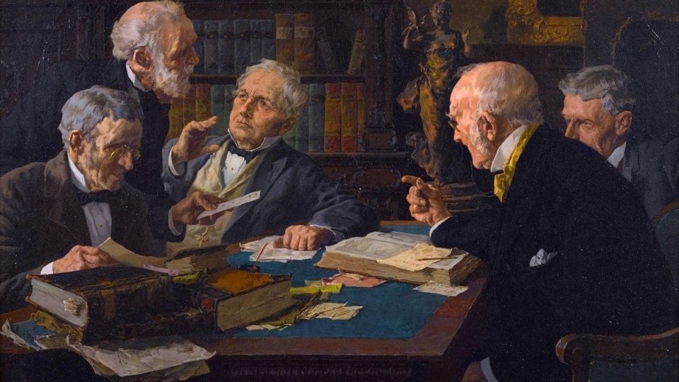Detalhe de "Um debate acalorado", de Louis Charles Moeller.
