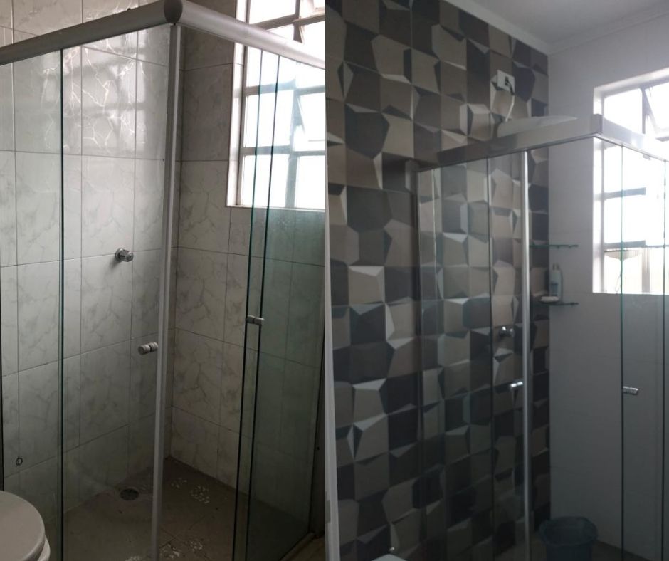 Antes e depois do banheiro do apartamento. Antes e depois do banheiro do apartamento.