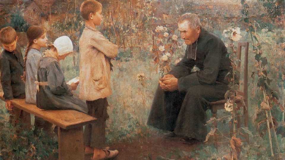 Detalhe de "A lição de catecismo", de Jules-Alexis Muenier.