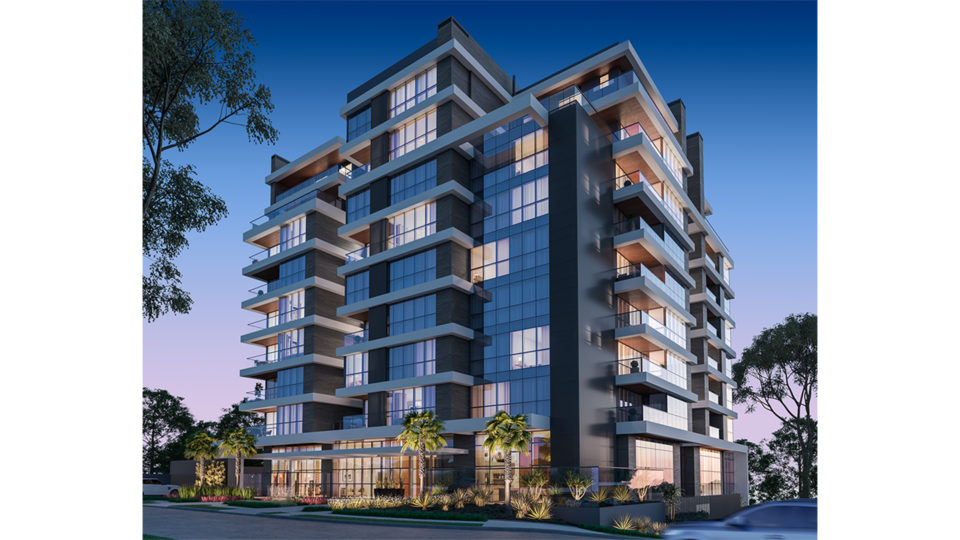Edifício com apartamentos de luxo em Curitiba.