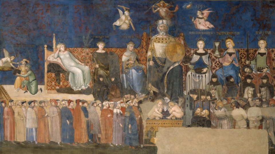 Detalhe da "Alegoria do Bom e do Mau Governo", afresco de Ambrogio Lorenzetti.