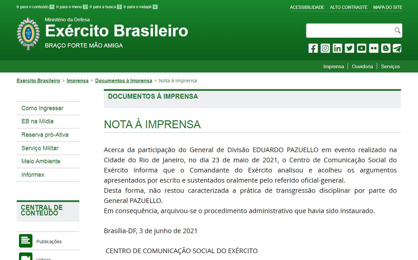 regulamento do Exército