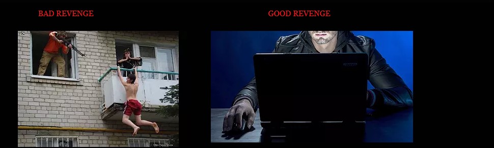 reprodução do site da Nefarious Jobs: vingança ruim x vingança boa reprodução do site da Nefarious Jobs: vingança ruim x vingança boa