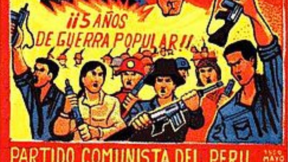 Guinada chavista no Peru é esperança para comunidade cocaleira do país Detalhe de um pôster do Sendero Luminoso.