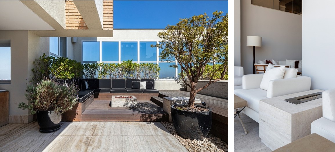 <em>Lareiras "ecológicas" foram instaladas nas áreas externa e interna desta cobertura, com projeto do Dantas & Passos Arquitetura</em> <em>Lareiras "ecológicas" foram instaladas nas áreas externa e interna desta cobertura, com projeto do Dantas & Passos Arquitetura</em>