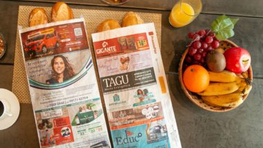Agência cria sacos de pão publicitários entregues de graça para padarias Saco de pão da PremiaPão