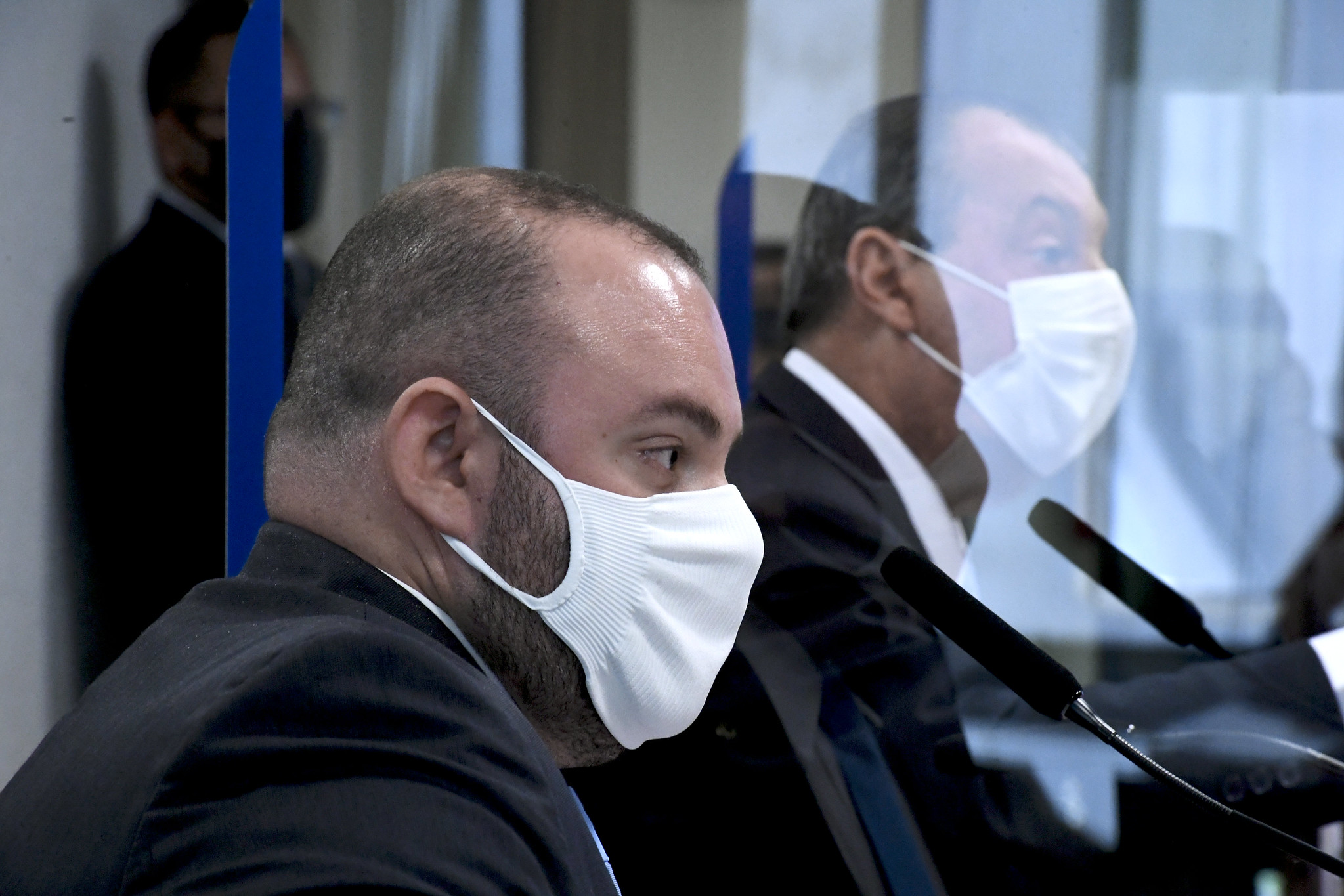 O deputado Fausto Júnior, em depoimento à CPI da Covid em 29/06