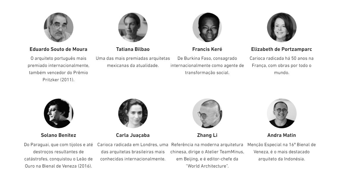 Alguns dos prestigiados profissionais com presença confirmada no UIA2021RIO. Alguns dos prestigiados profissionais com presença confirmada no UIA2021RIO.