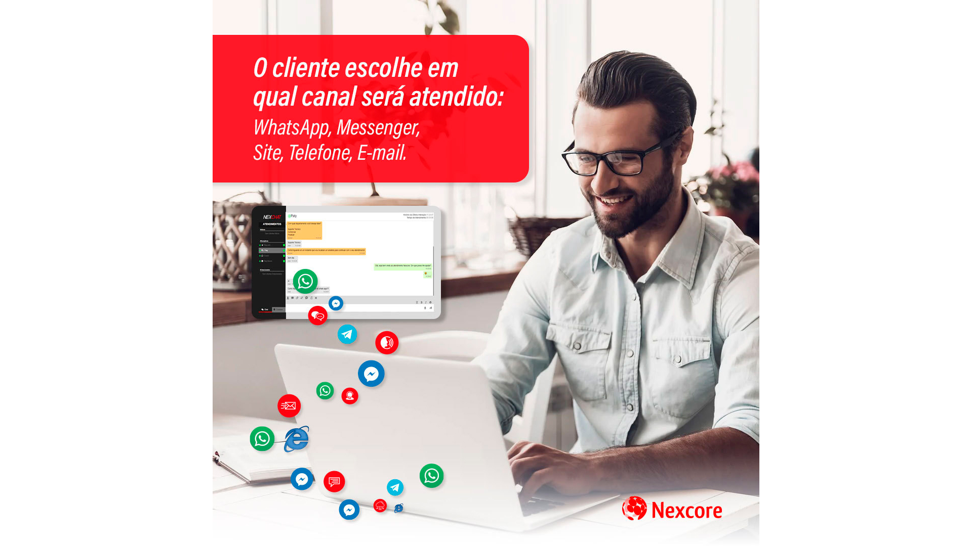 O Nexus permite a oferta de diversas opções de comunicação para a escolha dos clientes da empresa. O Nexus permite a oferta de diversas opções de comunicação para a escolha dos clientes da empresa.