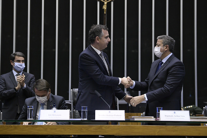 Os presidentes do Senado, Rodrigo Pacheco (DEM-MG); e da Câmara, Arthur Lira (PP-AL).