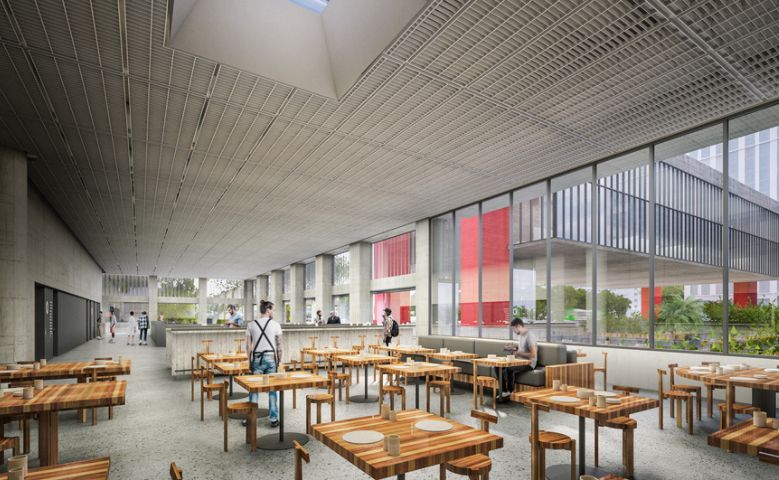 Café e restaurante estão previstos no programa do novo edifício. Café e restaurante estão previstos no programa do novo edifício.