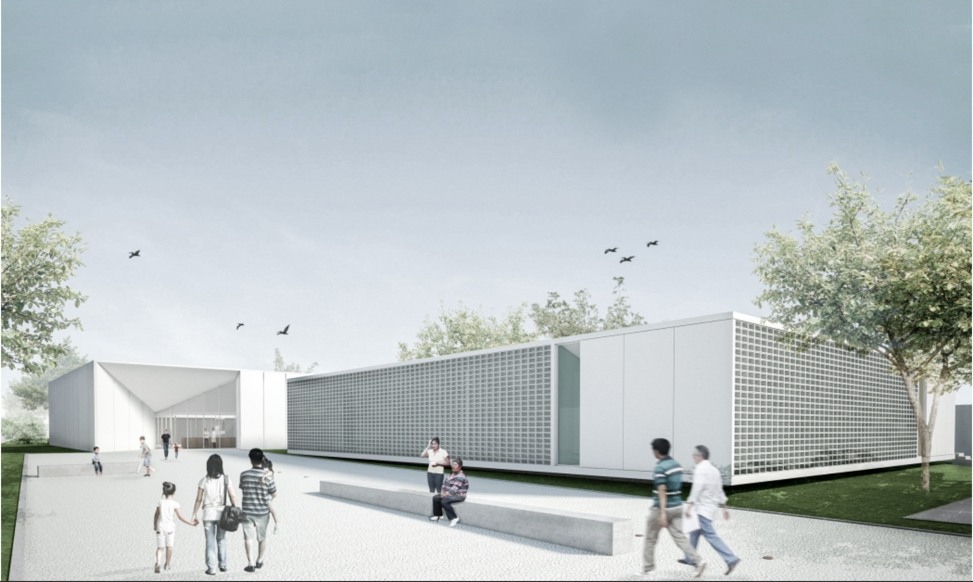 Projeto vencedor do concurso para a Unidade Básica de Saúde em Parque do Riacho, com autoria de Saboia+Ruiz, organizado pela CODHAB-DF em 2016. Projeto vencedor do concurso para a Unidade Básica de Saúde em Parque do Riacho, com autoria de Saboia+Ruiz, organizado pela CODHAB-DF em 2016.