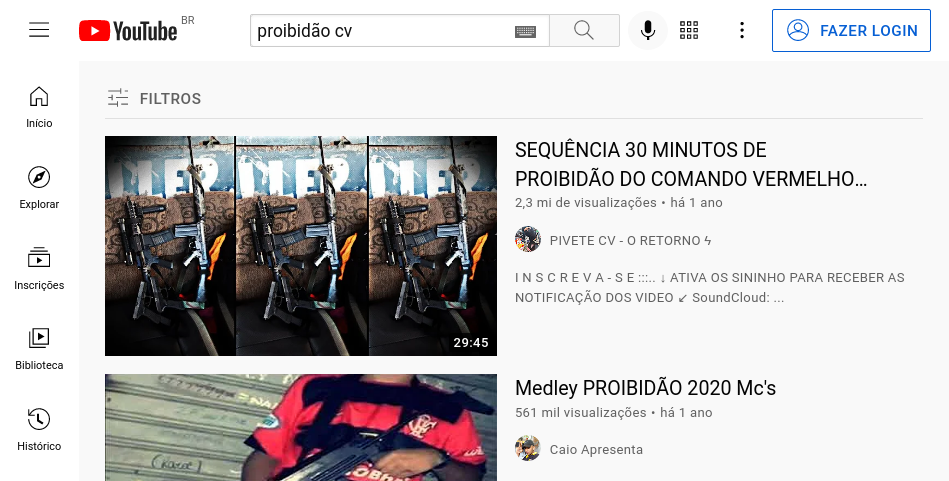 Para o YouTube, o problema do Rio são os médicos, não os traficantes Os proibidões não causam a mesma preocupação que menções a tratamentos médicos.