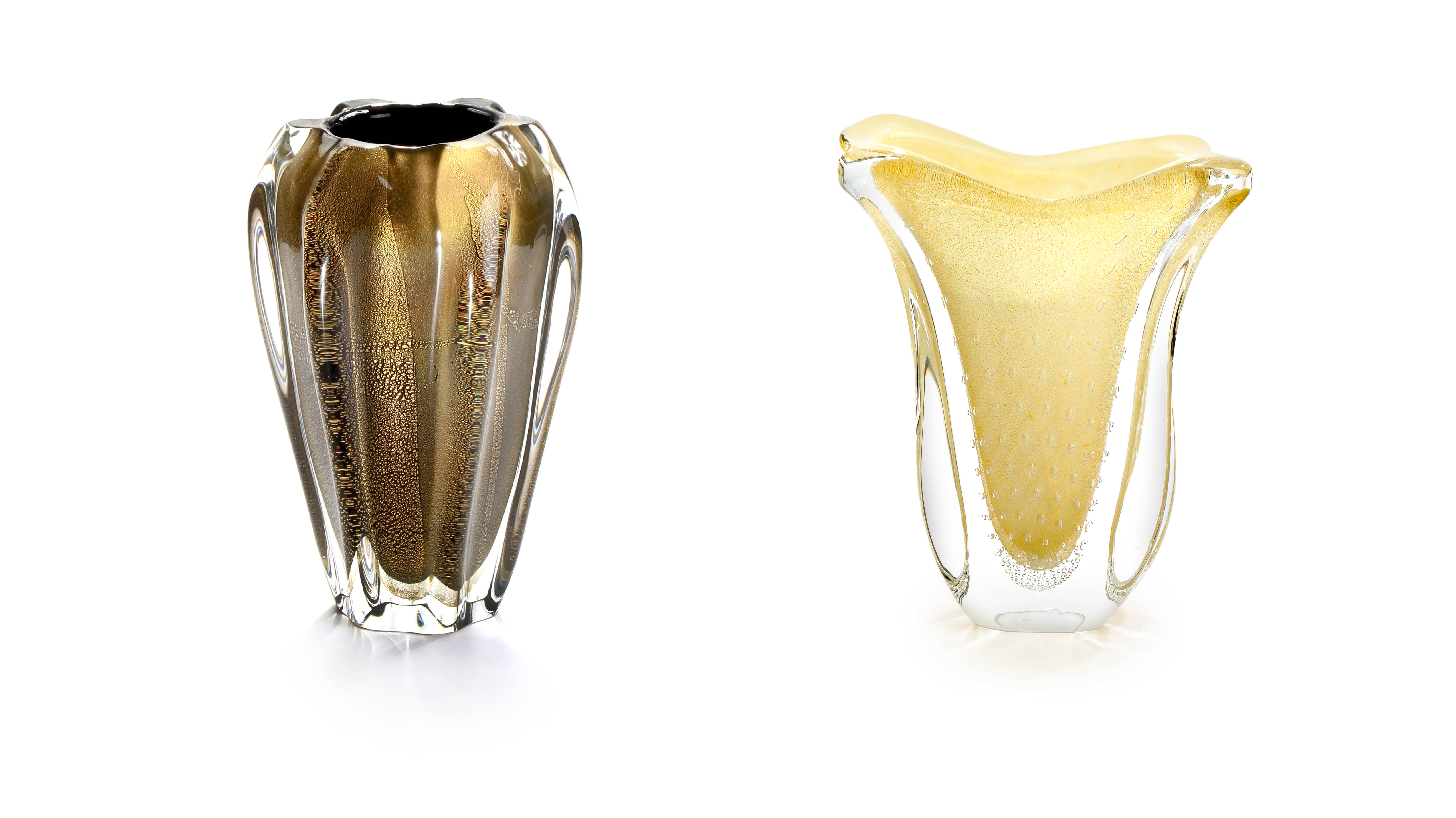 Vasos de vidro tipo Murano com ouro 24k. Vasos de vidro tipo Murano com ouro 24k.