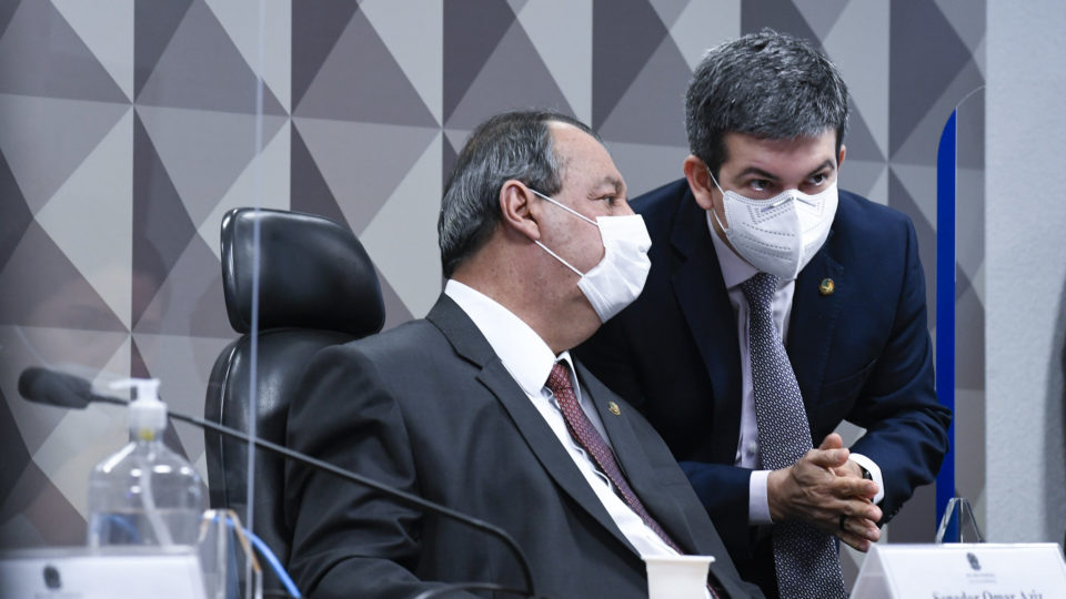 Os senadores Omar Aziz e Randolfe Rodrigues, presidente e vice da CPI da Covid