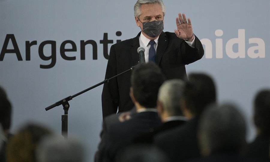 O presidente da Argentina, Alberto Fernández, antes da posse dos novos ministros do governo, em Buenos Aires, 20 de setembro.