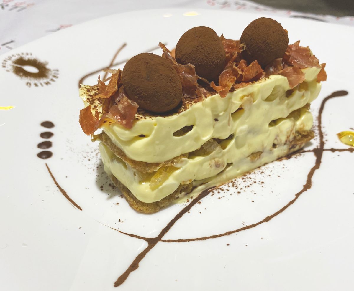 Utilizando presunto cru e melão, o tiramisù de Elena Bonali foi o melhor na categoria Receita Criativa.